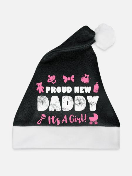 Vater Vaterschaft Baby Geburt - Weihnachtsmütze - Schwarz/Weiß - Vorne