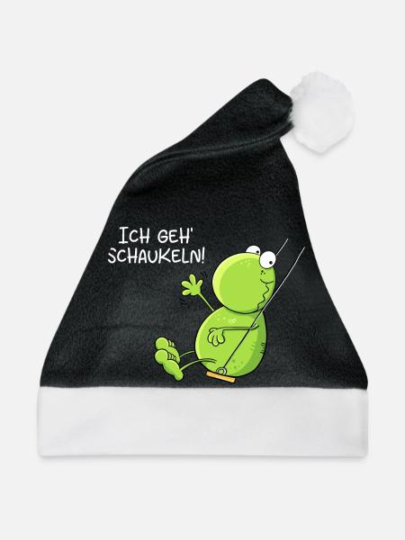 Ich Geh Schaukeln Frosch - Weihnachtsmütze - Schwarz/Weiß - Vorne