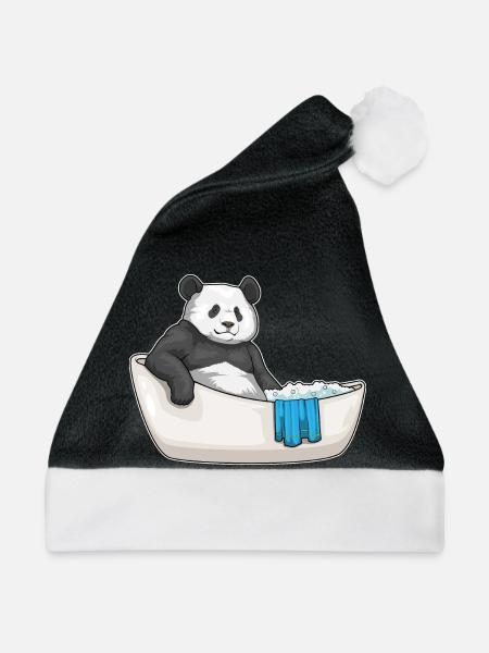 Panda Baden Badewanne - Weihnachtsmütze - Schwarz/Weiß