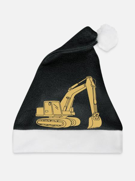 Bagger Silhouette Baugeräteführer Tiefbau - Weihnachtsmütze - Schwarz/Weiß