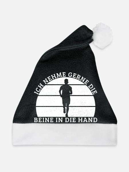 Marathonläufer Nehme Gerne Hände in die Hand - Weihnachtsmütze - Schwarz/Weiß - Vorne