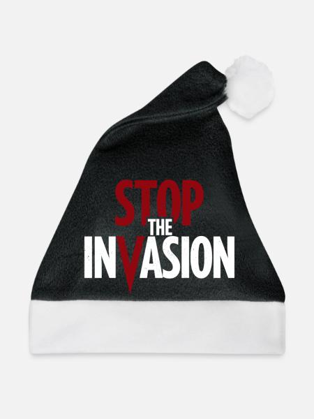 Stop The Invasion Gegen Aggression - Weihnachtsmütze - Schwarz/Weiß - Vorne