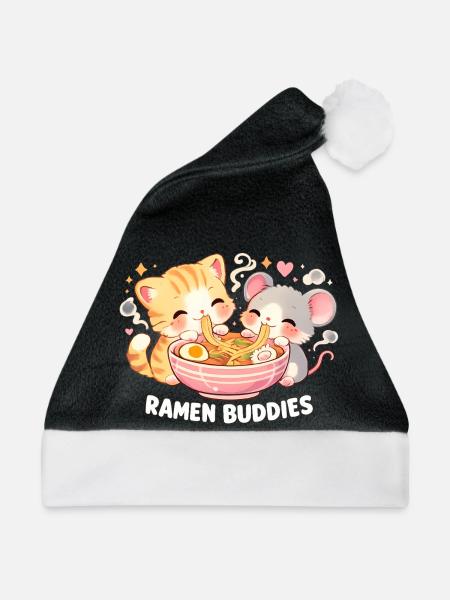 Ramen Katze - Weihnachtsmütze - Schwarz/Weiß