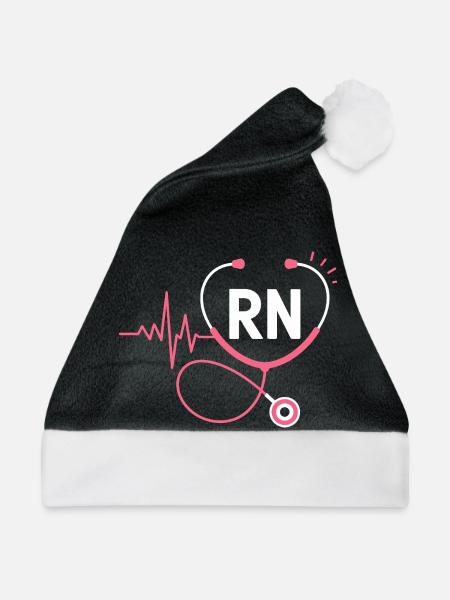 RN Herzschlag Stethoskop - Weihnachtsmütze - Schwarz/Weiß