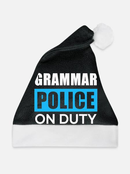 Grammatikpolizei im Einsatz - Weihnachtsmütze - Schwarz/Weiß