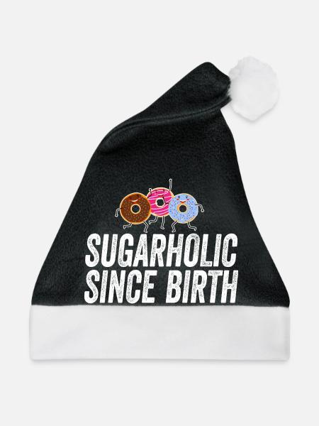 Sugarholic-Donuts seit Geburt - Weihnachtsmütze - Schwarz/Weiß
