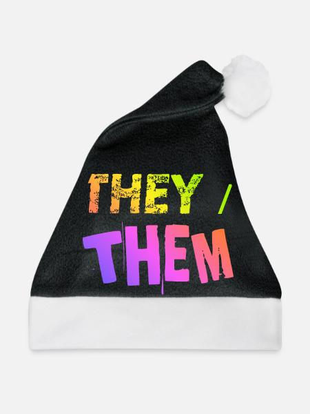 they / them Geschenkidee LGBTQ+ nonbinary Pronomen - Weihnachtsmütze - Schwarz/Weiß
