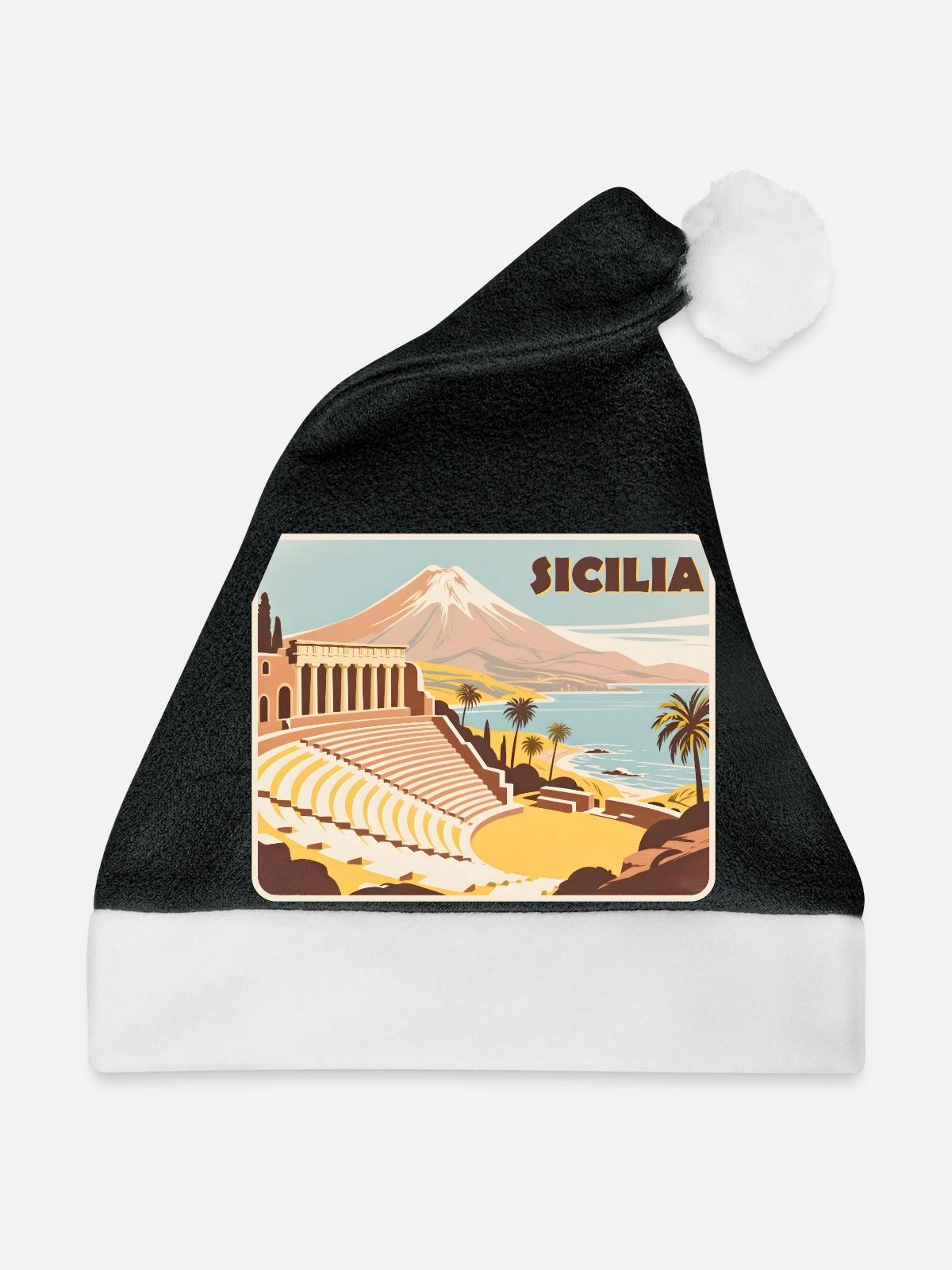 Sizilien - Weihnachtsmütze - Schwarz/Weiß - Vorne