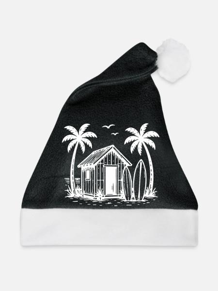 Strandhütte Surfbretter Palmen Urlaub Sommer - Weihnachtsmütze - Schwarz/Weiß