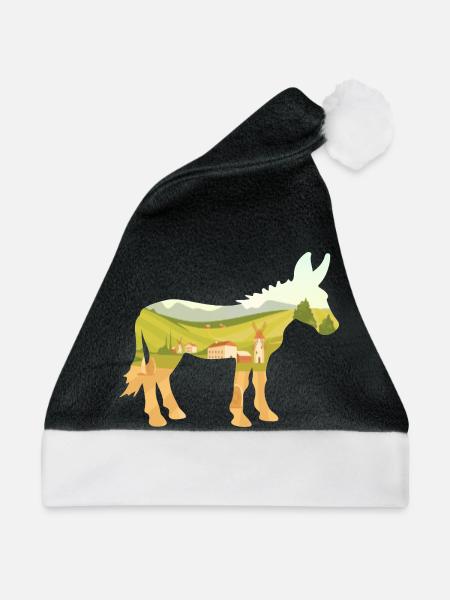 Esel Dorf Landwirt - Weihnachtsmütze - Schwarz/Weiß