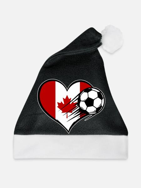 Kanada Flagge Fußball mit Herz - Weihnachtsmütze - Schwarz/Weiß