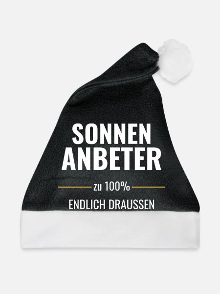 Sonnenanbeter zu 100% Endlich draußen - Weihnachtsmütze - Schwarz/Weiß - Vorne