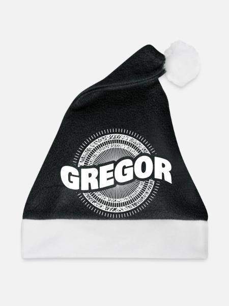 Name Gregor - Weihnachtsmütze - Schwarz/Weiß