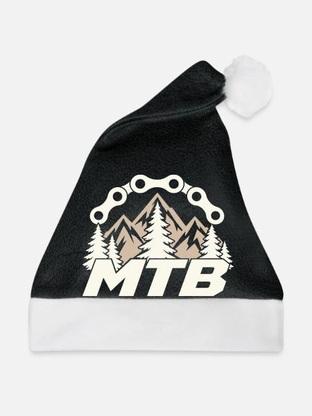 MTB Mountainbike Biker Berge Outdoor Motiv - Weihnachtsmütze - Schwarz/Weiß - Vorne