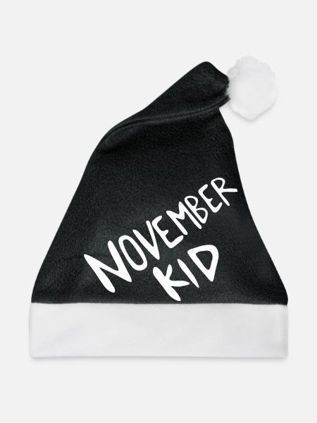 November Kid Schriftzug - Weihnachtsmütze - Schwarz/Weiß - Vorne