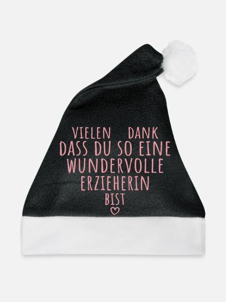 Beste Erzieherin Herz Dankeschön Kindergärtnerin - Weihnachtsmütze - Schwarz/Weiß