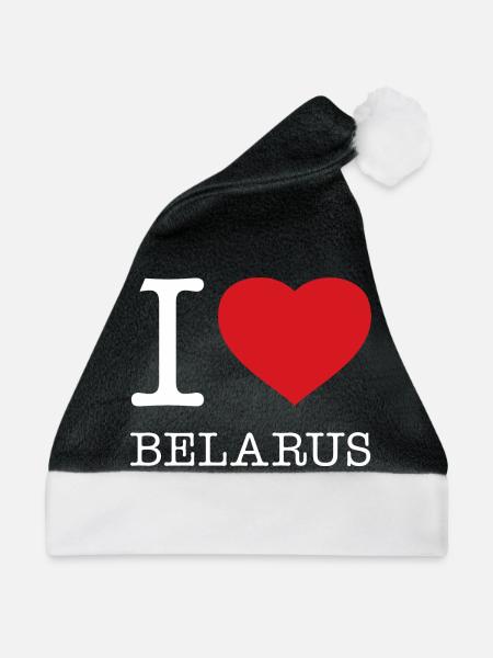 I LOVE BELARUS Weissrussland - Weihnachtsmütze - Schwarz/Weiß - Vorne