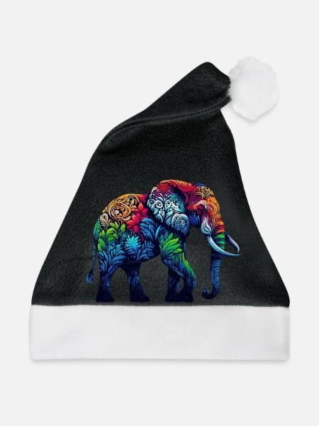 Elefant - Weihnachtsmütze - Schwarz/Weiß