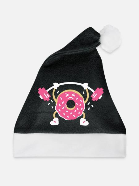 Donut Gewichtheber - Weihnachtsmütze - Schwarz/Weiß