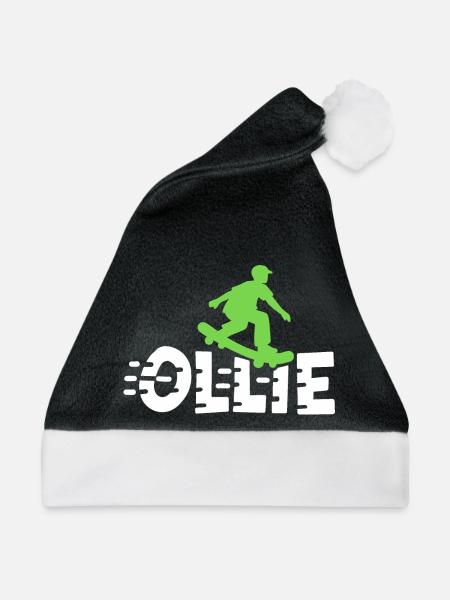 Ollie Skateboarding Skateboarder - Weihnachtsmütze - Schwarz/Weiß - Vorne