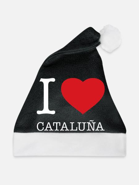 I LOVE CATALUNA Catalunya Katalonien - Weihnachtsmütze - Schwarz/Weiß - Vorne