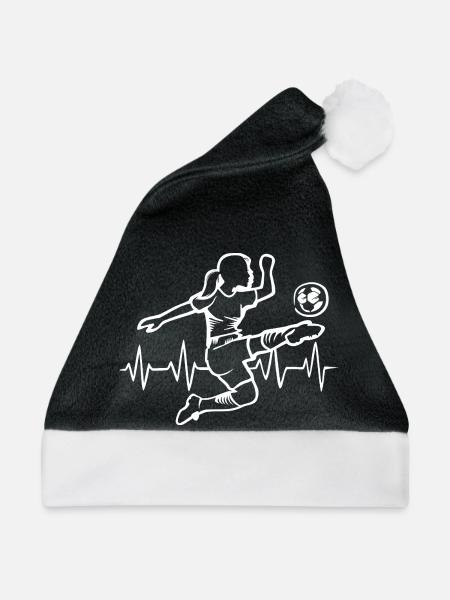 Fußballerin Herzschlag Spielerin - Puls Symbol - Weihnachtsmütze - Schwarz/Weiß