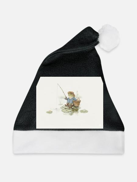 Charmanter Froschfischer Illustration - Weihnachtsmütze - Schwarz/Weiß