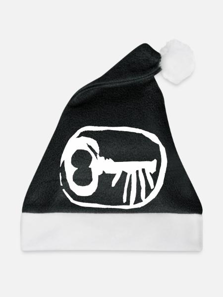 schluessel-stempel_600dpi_051103_ohne_HG_weiss - Weihnachtsmütze - Schwarz/Weiß - Vorne