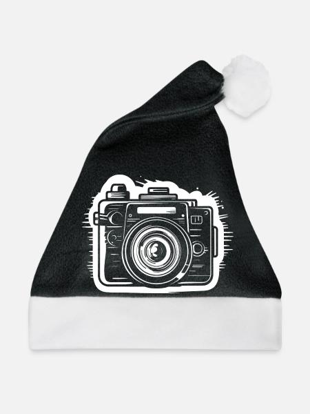 Kamera Skizze - Weihnachtsmütze - Schwarz/Weiß