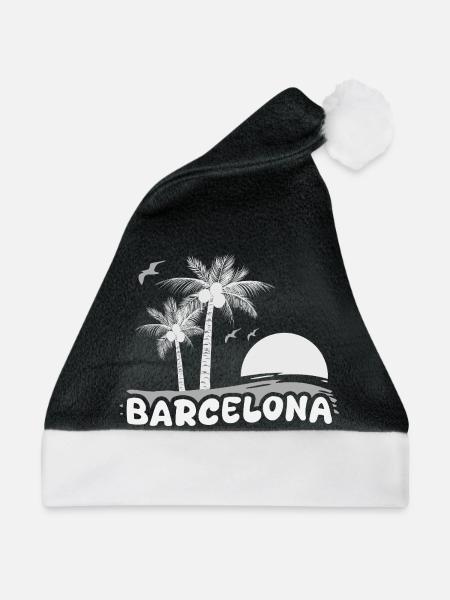 Barcelona als Strand - Weihnachtsmütze - Schwarz/Weiß