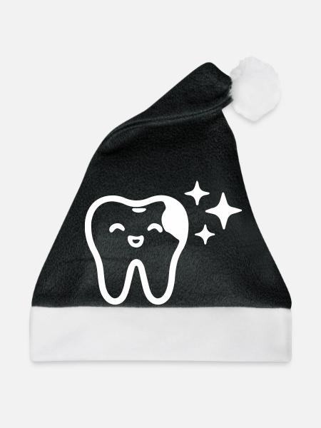 Lächelnder Zahn Symbol Weiß - Weihnachtsmütze - Schwarz/Weiß - Vorne