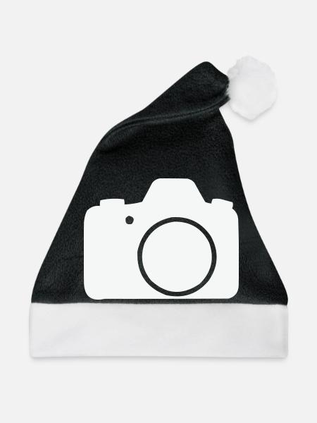 Kamera Linien-Icon Design - Weihnachtsmütze - Schwarz/Weiß