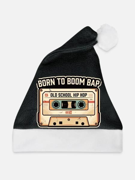 Old School Hip Hop Kassette Retro Design - Weihnachtsmütze - Schwarz/Weiß - Vorne