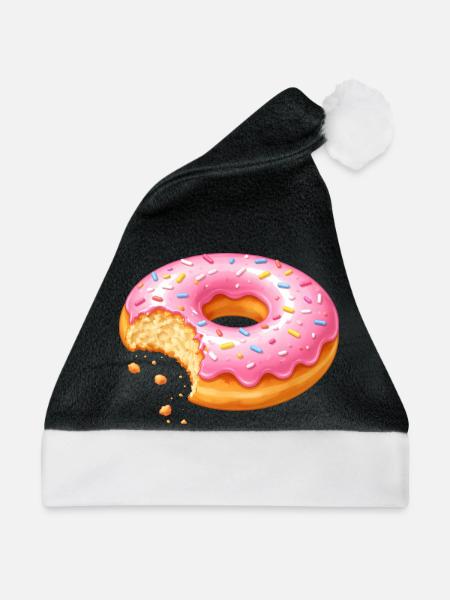 Donut mit Biss – Süßes Dessert Design   - Weihnachtsmütze - Schwarz/Weiß