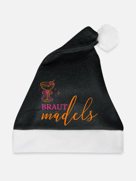 BRAUT MÄDELS!  Cocktailglas mit Schleife - Weihnachtsmütze - Schwarz/Weiß