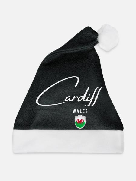 Cardiff, Wales, elegantes Design Cardiff - Weihnachtsmütze - Schwarz/Weiß