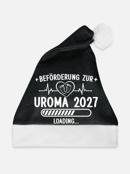 Beförderung zur Uroma 2027 – Schwangerschaft - Weihnachtsmütze - Schwarz/Weiß - Vorne