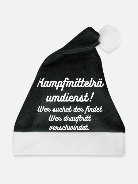 HN Kampfmittel Text Retro Script - Weihnachtsmütze - Schwarz/Weiß - Vorne