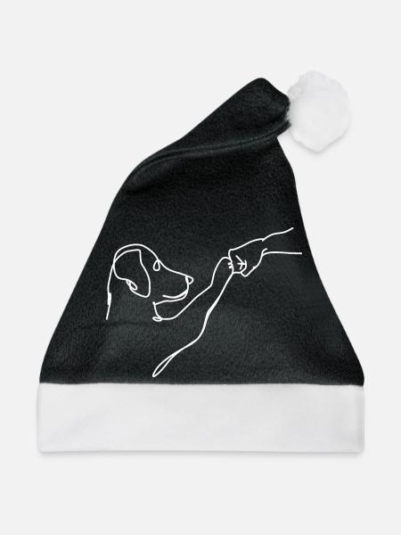 Oneliner - Hund und Mensch Faust - Weihnachtsmütze - Schwarz/Weiß