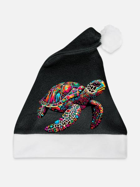 Schildkröte - Weihnachtsmütze - Schwarz/Weiß