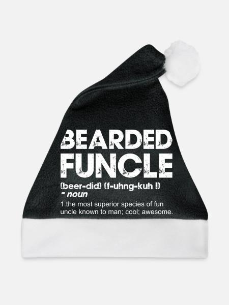 Bärtiger Funcle Fette Typografie - Weihnachtsmütze - Schwarz/Weiß