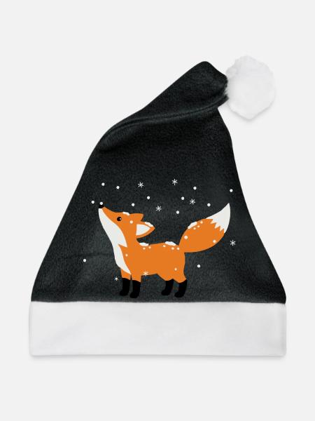 Süßer Fuchs im Winter minimalistischen Stil - Weihnachtsmütze - Schwarz/Weiß