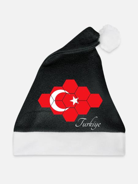 Hexagonale Türkei Flagge Kunst - Weihnachtsmütze - Schwarz/Weiß