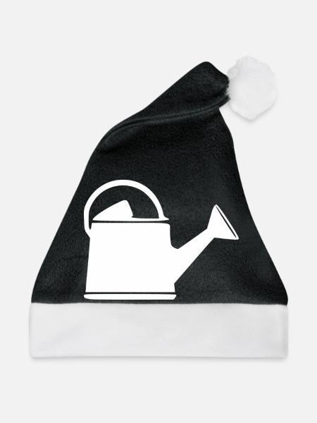 Gießkanne Garten Geschenk Gärtner - Weihnachtsmütze - Schwarz/Weiß