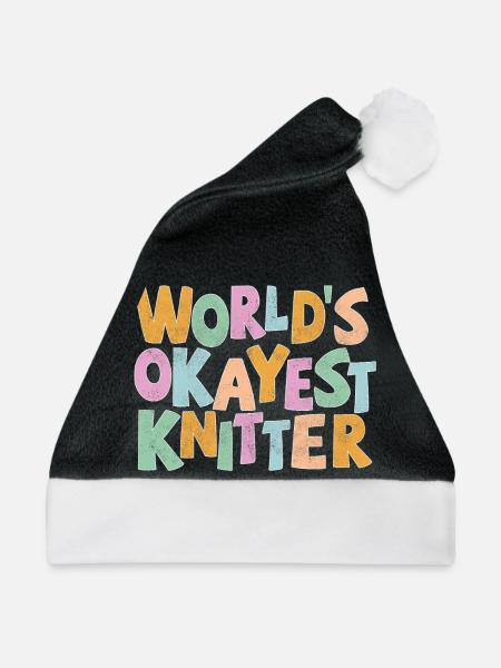 World’s okayest Knitter - Weihnachtsmütze - Schwarz/Weiß