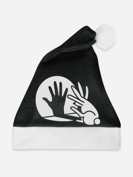Hand Schattenspiel kaninchen Glow in the dark - Weihnachtsmütze - Schwarz/Weiß - Vorne