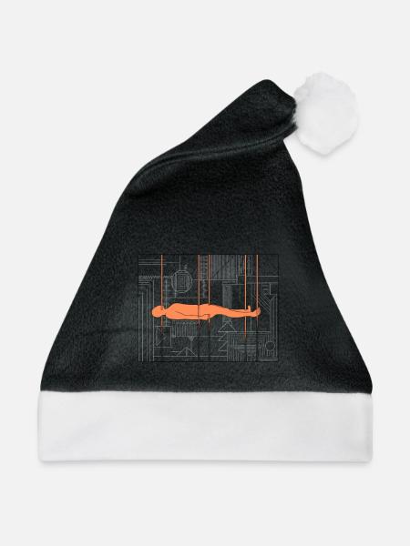 Abstrakte menschliche Figur auf industriellem Dekor - Weihnachtsmütze - Schwarz/Weiß - Vorne
