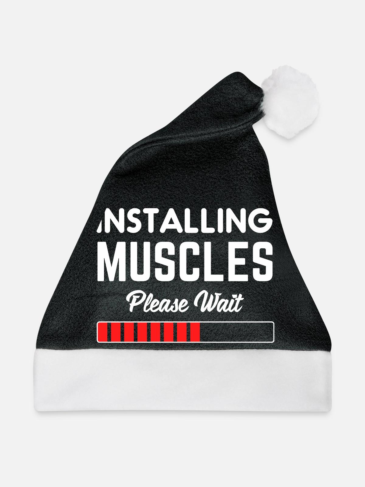 Installing Muscle Please Wait - Weihnachtsmütze - Schwarz/Weiß - Vorne