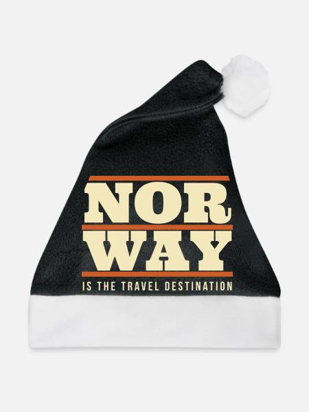 Norwegen Reiseziel Retro-Poster - Weihnachtsmütze - Schwarz/Weiß