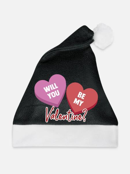 Will_You_Be_My_Valentine? - Weihnachtsmütze - Schwarz/Weiß